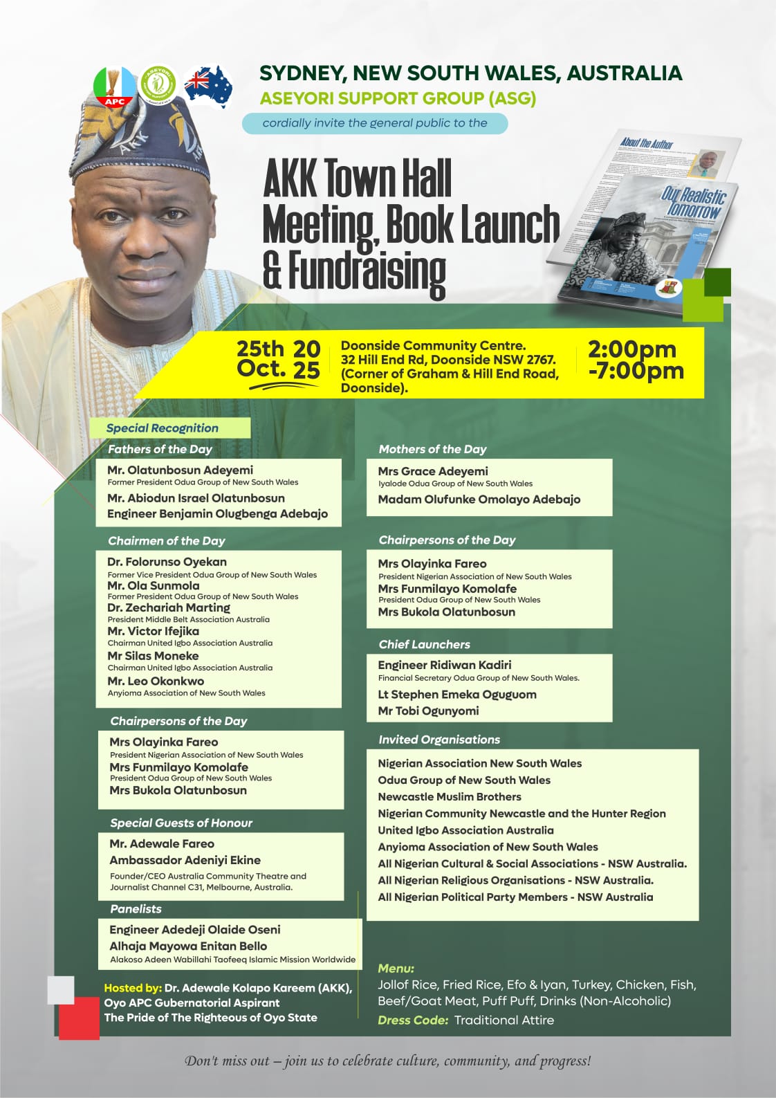 Dr. Adewale Kolapo Kareem (AKK) Announces Town Hall, Book Launch, and Fundraising Events in UK and Australia
